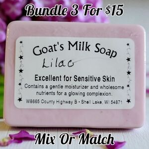 1 Home-made Amish Goat's Milk Soap Bar "Lilac" Borntregers Bundle 3 For $15